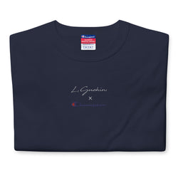 Leuchio Guchini X Champion Men's crew neck T-shirt Navy